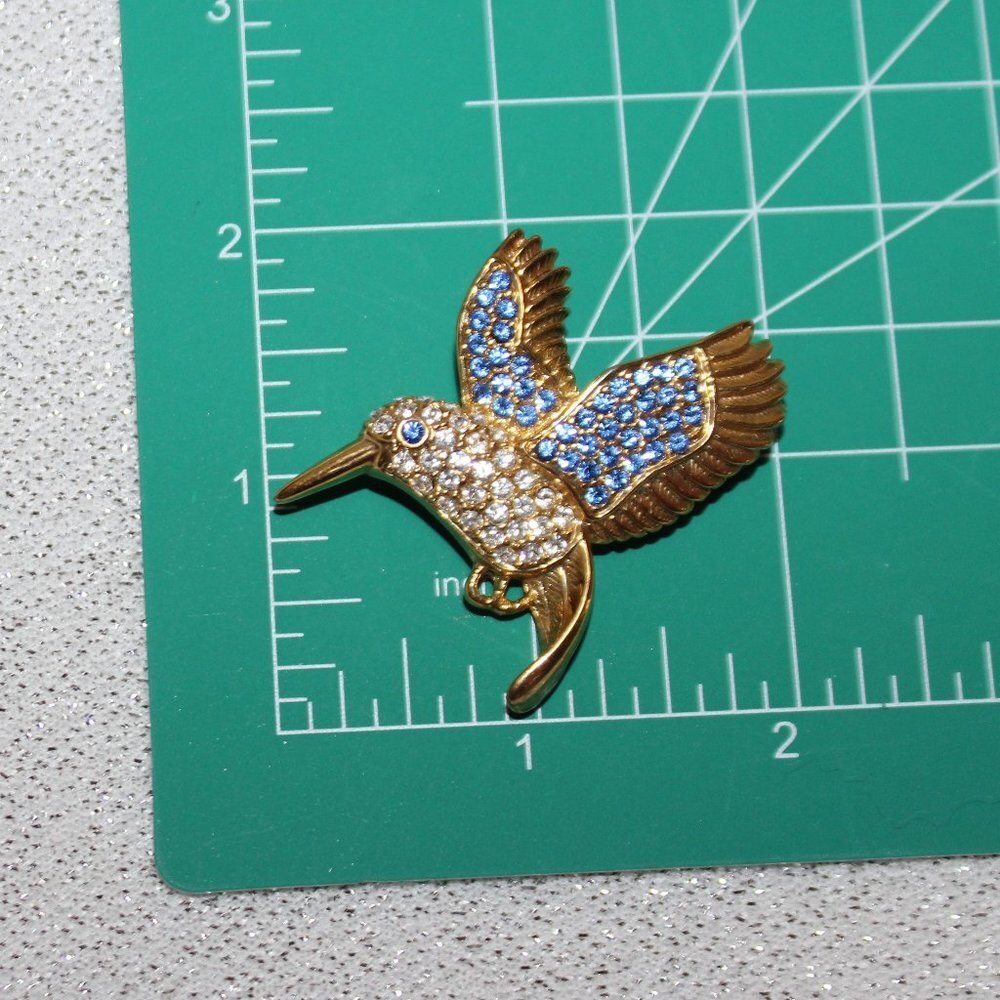 Vintage PS Co 1999 Hummingbird Rhinestone Brooch - Picture 3 of 6